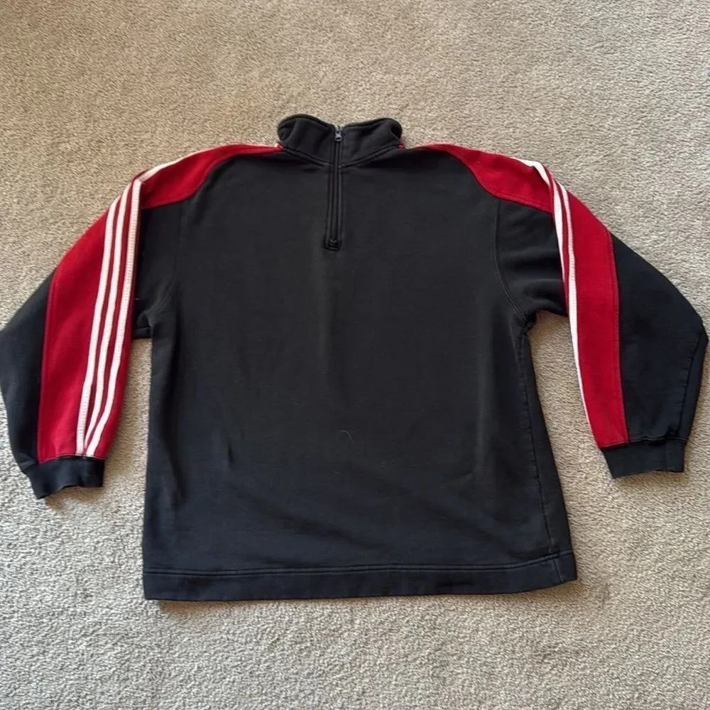 Adidas Men’s Vintage Quarter-Zip Jacket Three Stripe Sweatshirt!
